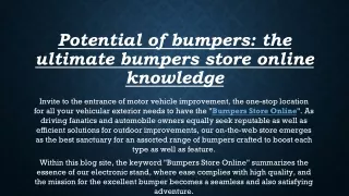 Potential of bumpers the ultimate bumpers store online knowledge