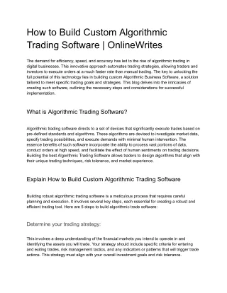 How to Build Custom Algorithmic Trading Software _ OnlineWrites