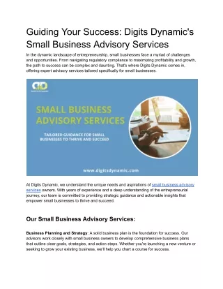 small business advisory services