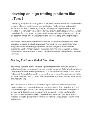 develop an algo trading platform like eToro?