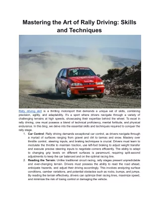 Mastering the Art of Rally Driving_ Skills and Techniques