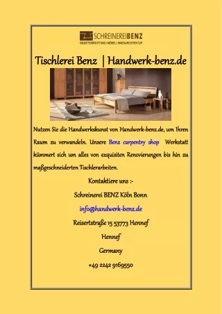 Tischlerei Benz  Handwerk-benz de