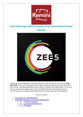 Zee5 Mod Apk v40.3 Premium Free Download: Stream Movies