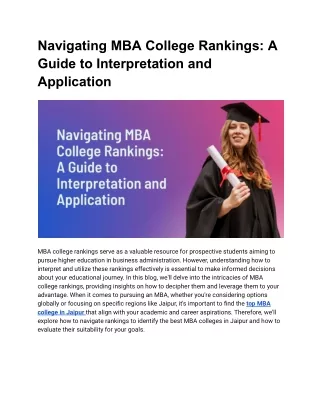 Navigating MBA College Rankings: A Guide to Interpretation and Application