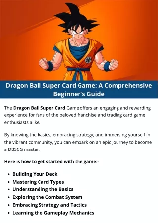 Dragon Ball Super Card Game A Comprehensive Beginner's Guide