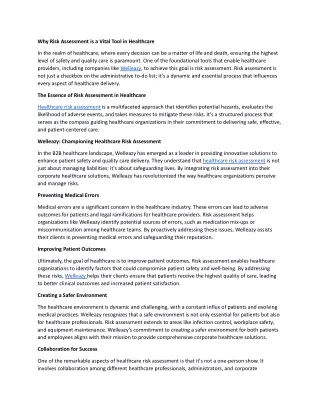 Why Risk Assessment is a Vital Tool in Healthcare.docx