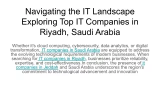 Navigating the IT Landscape Exploring Top IT Companies in Riyadh, Saudi Arabia