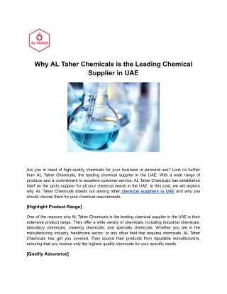 Why AL Taher Chemicals is the Leading Chemical Supplier in UAE