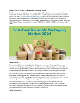 Fast-Food Reusable Packaging Market Addressing Environmental Concerns through