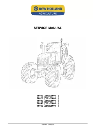 New Holland T8050 Tractor Service Repair Manual