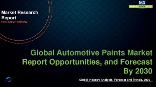 Automotive Paints Market will reach at a CAGR of 4.2% from to 2030