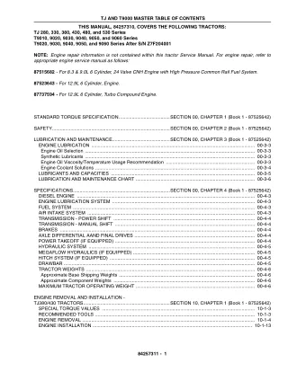 New Holland T9020 Series Tractor Service Repair Manual