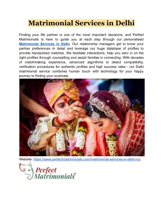 Matrimonial Services in Delhi