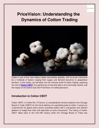 PriceVision_ Understanding the Dynamics of Cotton Trading