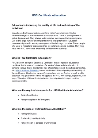 HSC Certificate Attestation