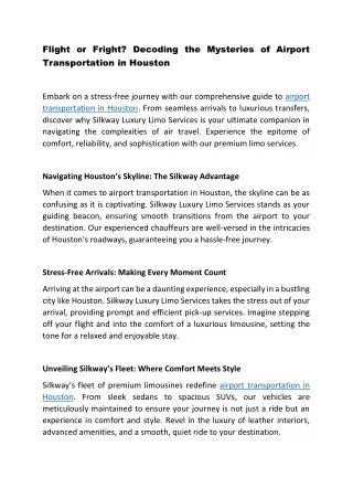 Flight or Fright Decoding the Mysteries of Airport Transportation in Houston