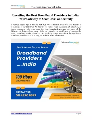 Broadband Providers India