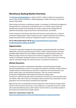 Warehouse Racking Market Overview
