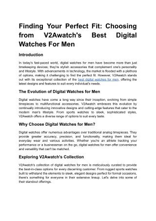 Finding Your Perfect Fit: Choosing from V2Awatch's Best Digital Watches For Men