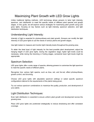 Maximizing Plant Growth with LED Grow Lights__