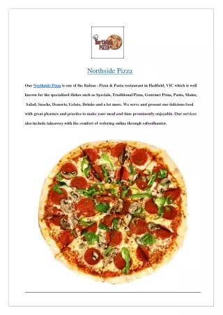 Extra $7 off- Northside Pizza Hadfield Menu- Order now!!
