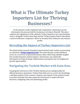 What is The Ultimate Turkey Importers List for Thriving Businesses