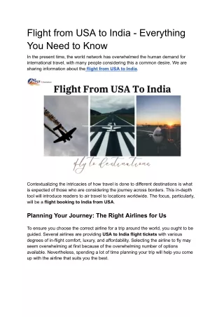 Flight From USA to India