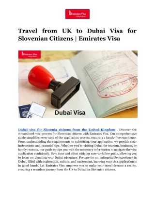 Travel from UK to Dubai Visa for Slovenian Citizens _ Emirates Visa