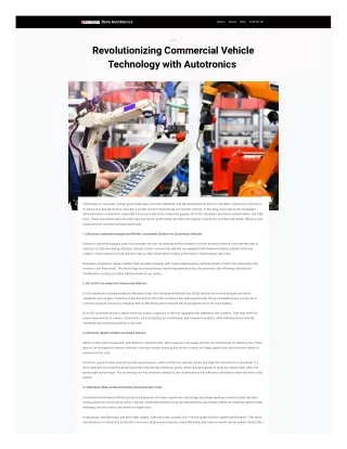 Revolutionizing Commercial Vehicle Technology with Autotronics