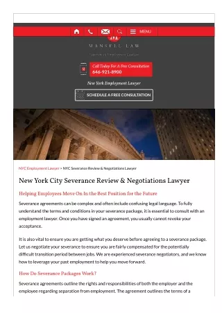 NYC Severance Review & Negotiations Lawyer | NYC Severance Attorneys