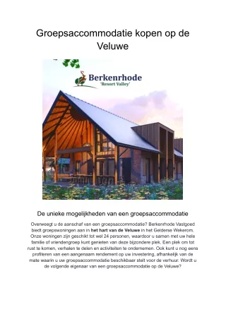 Groepsaccommodatie kopen