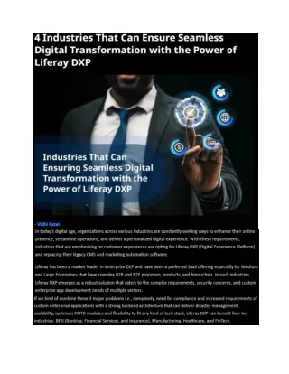 4 Industries That Can Ensure Seamless Digital Transformation with the Power of Liferay DXP