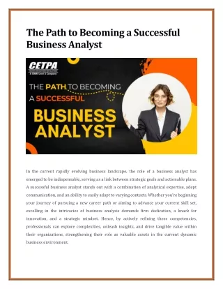 The Path to Becoming a Successful Business Analyst