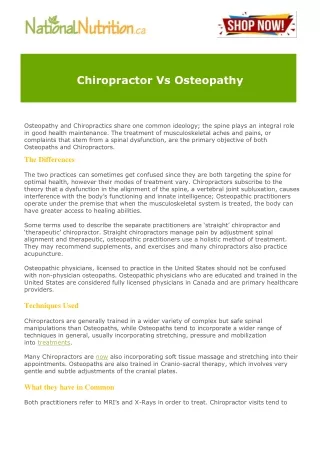 Chiropractor Vs Osteopathy