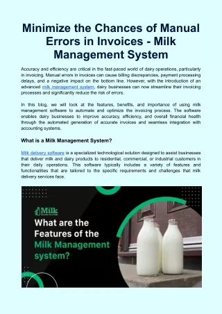 Minimize the Chances of Manual Errors in Invoices - Milk Management App