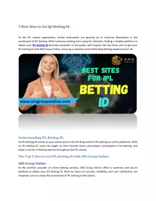 3 Best Sites to Get Ipl Betting Id