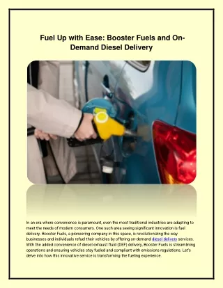 Fuel Up with Ease: Booster Fuels and On-Demand Diesel Delivery