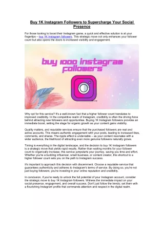 Buy 1K Instagram Followers to Supercharge Your Social Presence