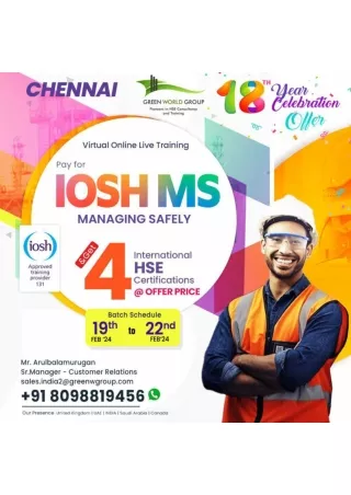 Compelling Reasons Why You Should Enroll in IOSH Safety Courses in Chennai