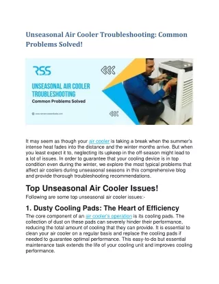 Unseasonal Air Cooler Troubleshooting Common Problems Solved!