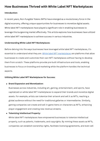 How Businesses Thrived with White Label NFT Marketplaces