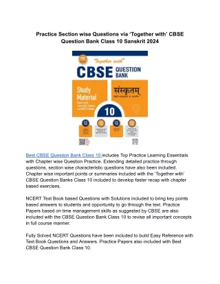 Top CBSE Question Bank Class 10 Sanskrit 2024 includes All Types of Questions