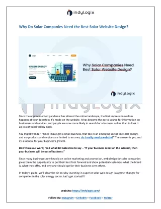 Why Do Solar Companies Need the Best Solar Website Design