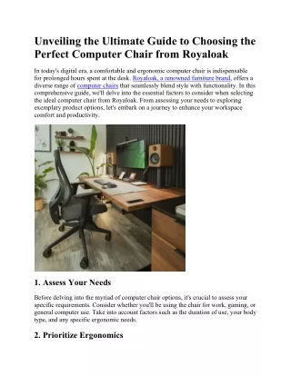 Unveiling the Ultimate Guide to Choosing the Perfect Computer Chair from Royaloak