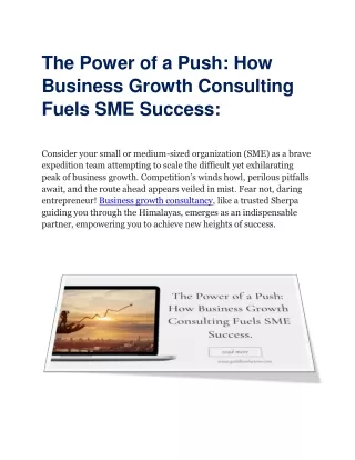 The Power of a Push How Business Growth Consulting Fuels SME Success