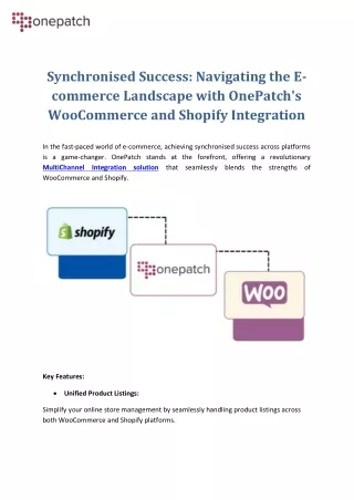 Synchronised Success with OnePatch's WooCommerce and Shopify Integration