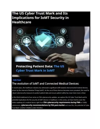 The US Cyber Trust Mark and Its Implications for IoMT Security in Healthcare