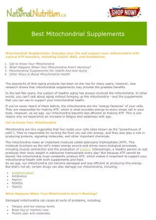 Best Mitochondrial Supplements