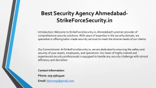 Best Security Agency Ahmedabad - StrikeForceSecurity