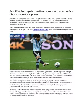 Paris 2024 Fans urged to boo Lionel Messi if he plays at the Paris Olympic Games for Argentina